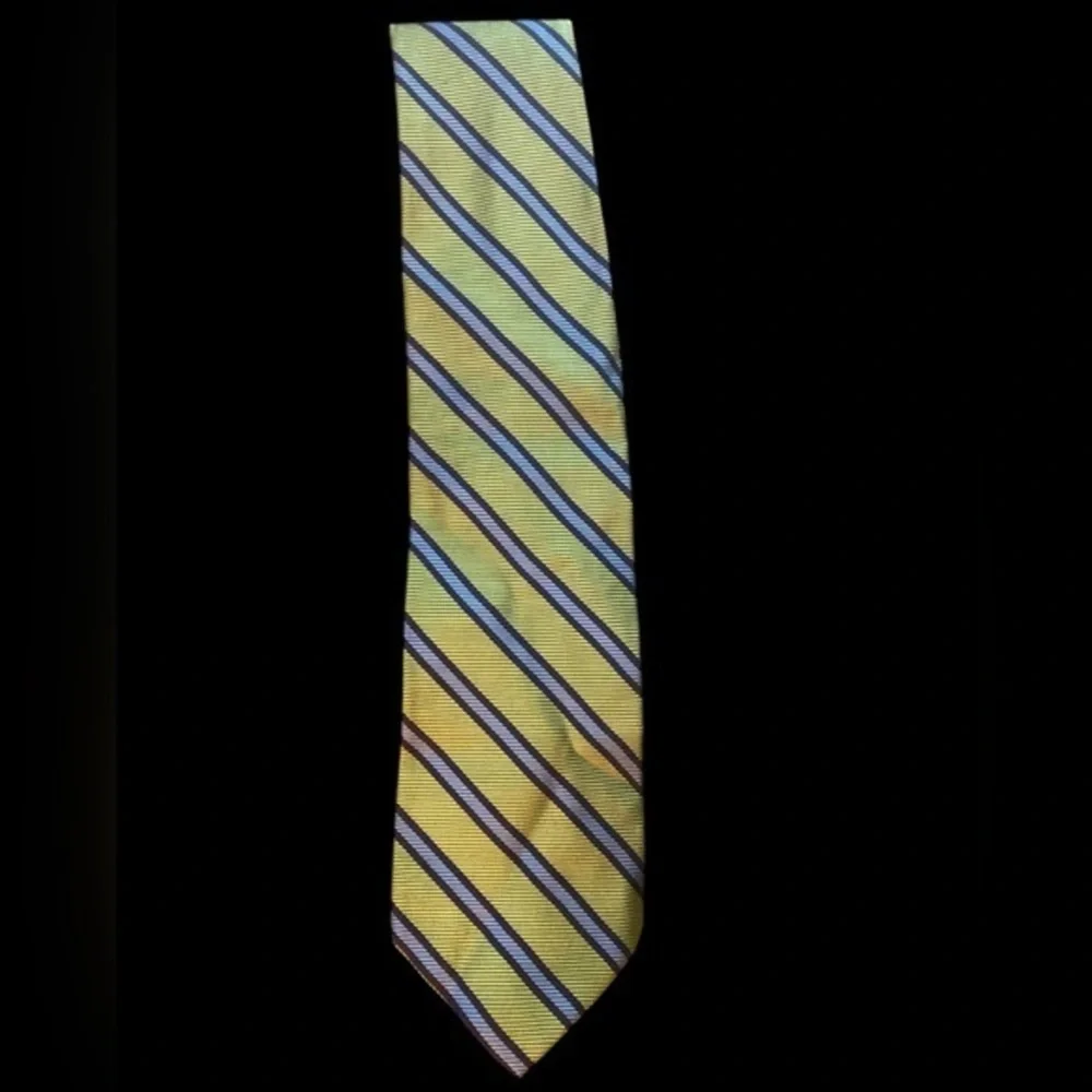 Brooks Brothers All Silk Woven Olive Green and Blue Striped Tie